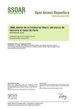 1968, detrás de la Cortina de Hierro: del marzo de Varsovia al mayo de París