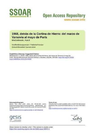 1968, detrás de la Cortina de Hierro: del marzo de Varsovia al mayo de París