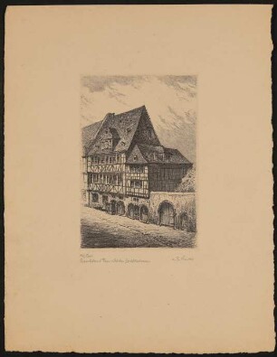 Goethehaus Frankfurt - vor dem Umbau. Ansicht von rechts unter bewölktem HImmel.
