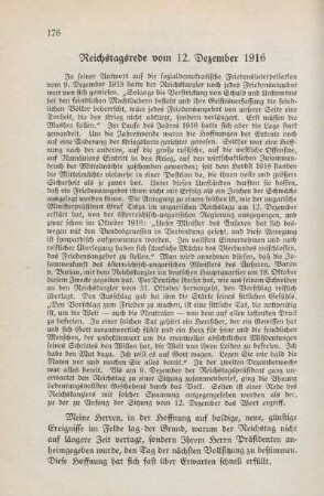 Reichstagsrede vom 12. Dezember 1916