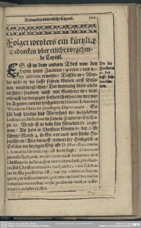 Folget weyters em kürtzlich Bedencken ober etliche vorgehende Capitel