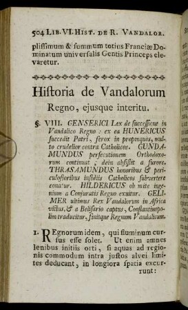Historia de Vandalorum Regno, ejusque interitu.