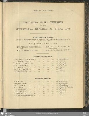 The United States Commission To The International Exposition At Vienna, 1873