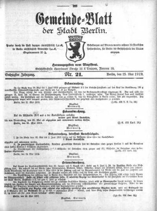 1919,21: Nr. 21, 25. Mai 1919