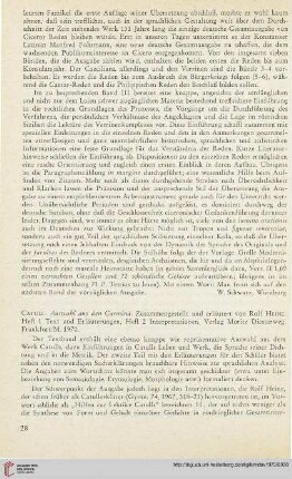 16: [Rezension von: Catull, Auswahl aus den Carmina, zusammengestellt und erläutert von Rolf Heine, Heft 1 Text und Erläuterungen - Heft 2 Interpretationen]