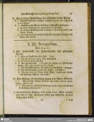 § 20. Sexagesima. Luc. 8. 4 - 15.
