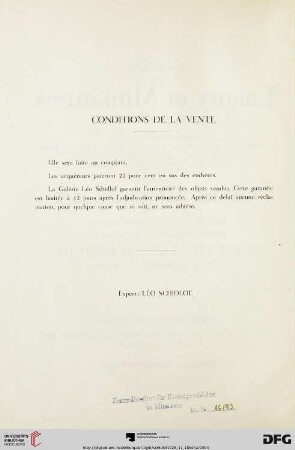Conditions de la vente