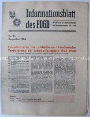 Informationsblatt des FDGB zur Vorbereitung der Arbeiterfestspiele