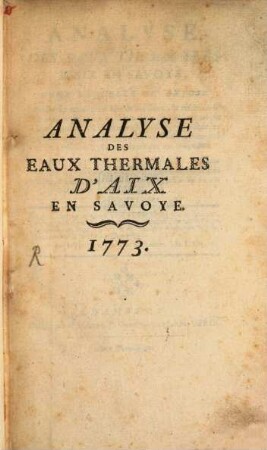 Analyse des eaux thermales d'Aix en Savoye