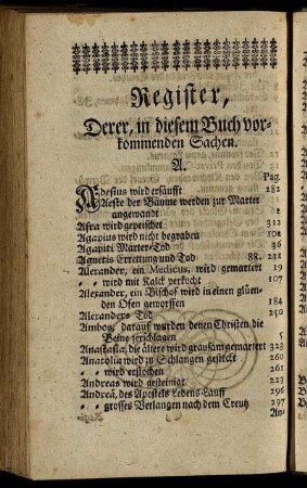 Register, Derer, in diesem Buch vorkommenden Sachen