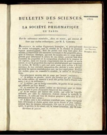 Sur les substances minérales, dites en masse, qui servent de base aux roches volcaniques,