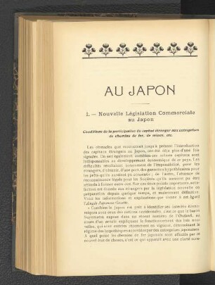 Au Japon. I. - Nouvelle Législation Coomerciale au Japon