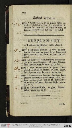 Supplement à l’article de James Mc. Ardell