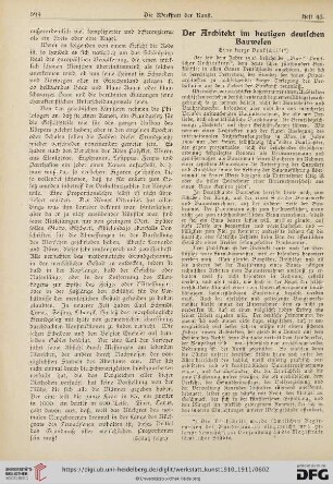 Der Architekt im heutigen deutschen Bauwesen : eine kurze Denkschrift