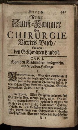 Neuer Kunst-Kammer der Chirurgie oder Heil-Kunst. Viertes Buch.