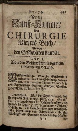 Neuer Kunst-Kammer der Chirurgie oder Heil-Kunst. Viertes Buch.