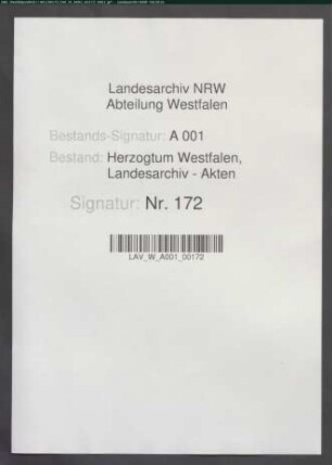 Pacht-Rechnung (Admodiations-Rechnung) der Oberkellnerei Arnsberg