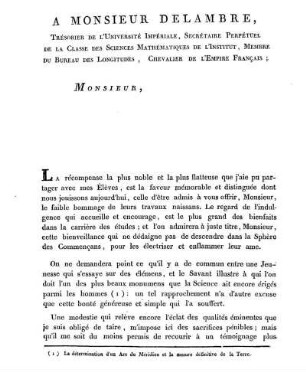 A Monsieur Delambre.