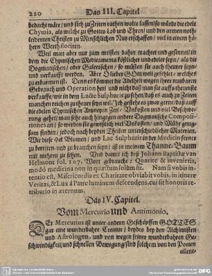 Das IV. Capitel. Vom Mercurio und Antimonio.