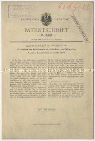 Patentschrift einer Vorrichtung zur Erledigung, Patent-Nr. 15866