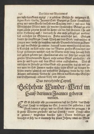 Das vierzehende Capitel. Geschehene Wunder-Werck im Hauß/ darinnen Joannes geboren worden.