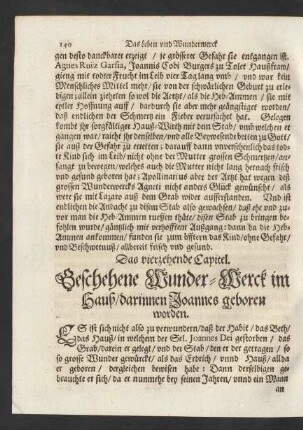 Das vierzehende Capitel. Geschehene Wunder-Werck im Hauß/ darinnen Joannes geboren worden.