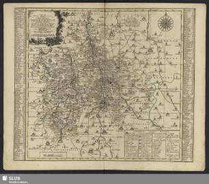 Accurate Geogr. Delineation Derer Zum Chursaechs. Gebürgisch. Creisse Gehörigen Aemmter Augustusburg, Chemnitz, Sachsenburg, Mit Franckenberg U. Stolberg Nebst Allen Darzu Gehörigen Staedten Und Doerffern Auch Vielen Angrenzenden Aemtern U. Gegenden