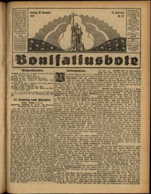 Erste Ausgabe vom Sonntag, den 20. November 1932.