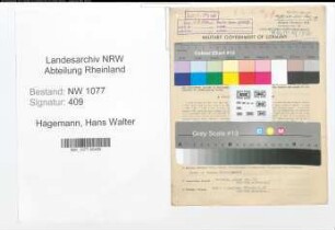 Entnazifizierung Hans Walter Hagemann , geb. 09.09.1920 (Polizist)