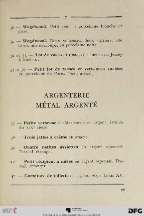Argenterie métal argenté (Nr. 37-57)