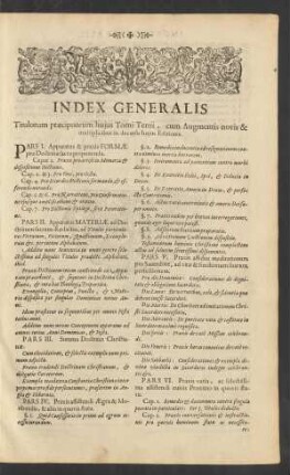 Index Generalis Titulorum praecipuorum hujus Tomi tertii [...]