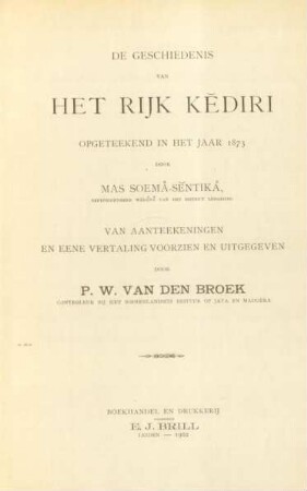 De geschiedenis van het rijk Kĕdiri opgeteekend in het jaar 1873