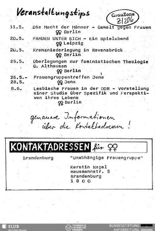 Kontaktadressen für Frauen