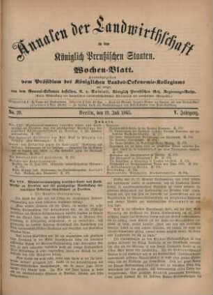 No. 29. Berlin, den 19. Juli 1865. V. Jahrgang.