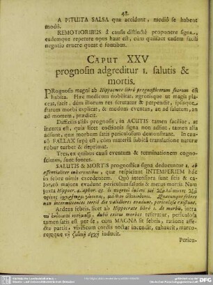 Caput XXV prognosin adgreditur 1. salutis & mortis