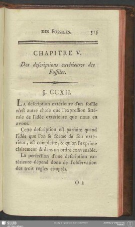 Chapitre V. Des descriptions extérieures des Fossiles