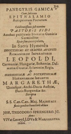 Panegyris Gamica [...]
