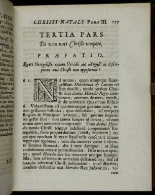 Tertia Pars De vero nati Christi tempore.