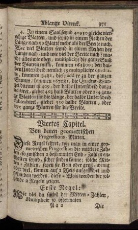 Viertes Capitel. Von denen geometrischen Progressions-Mitten.