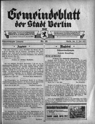 1927,29: Nr. 29, 17. Juli 1927