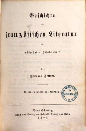 Geschichte der französischen Literatur im achtzehnten Jahrhundert