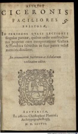 Aliquot faciliores epistolae