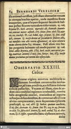 Observatio XXXIII. Colica