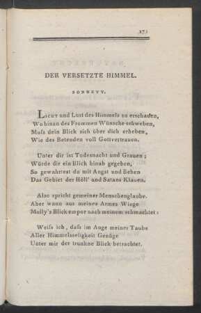 Der Versetzte Himmel. Sonnett