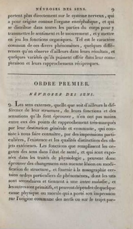 Ordre premier. Névroses des sens