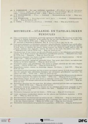 Meubelen – staande- en tafelklokken pendules (Nr. 385-477)