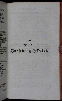 IV. Die Vorsehung Gottes.