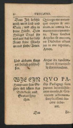 Benedictio Mensae