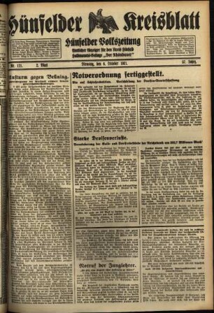 Zweite Ausgabe vom Dienstag, den 06. Oktober 1931.