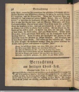 Betrachtung am heiligen Christ-Fest.